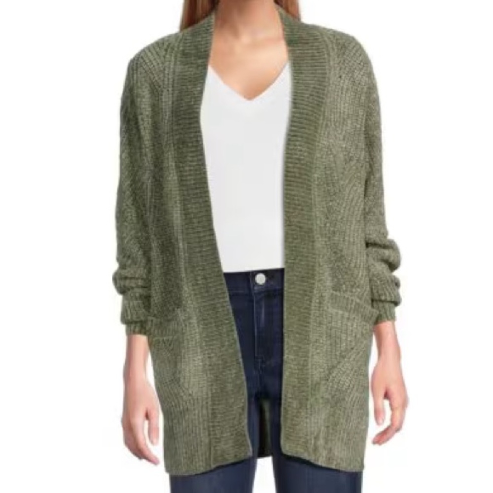 Tommy Bahama Olive Women's Open Cardigan. Chenille-soft!